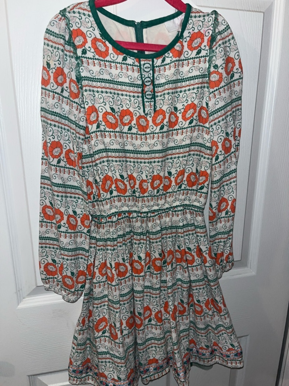 Matilda Jane  435 Orange and Green Floral Long Sleeve Dress